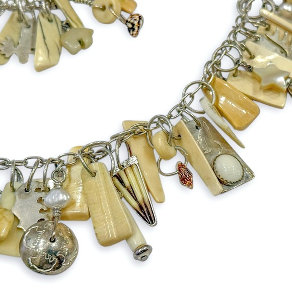 Stunning Harold Lujan Sterling, Fossilized Walrus Tusk Necklace and Bracelet Set - Picture 4 of 16